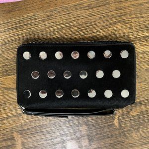 Studded Calf Hair Phone Wristlet